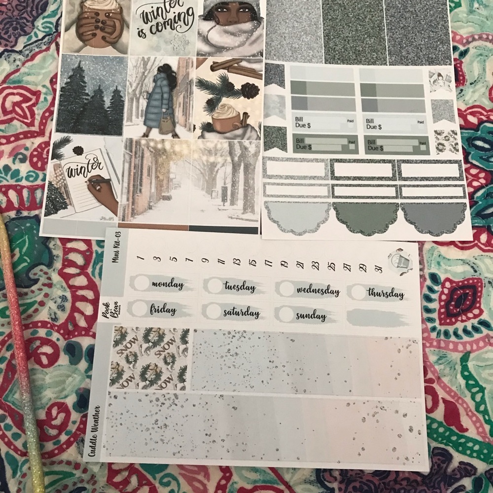 Pook and bean weekly planner sticker kit